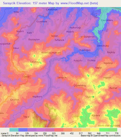 Saraycik,Turkey Elevation Map