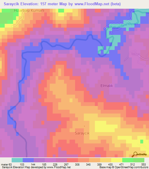 Saraycik,Turkey Elevation Map