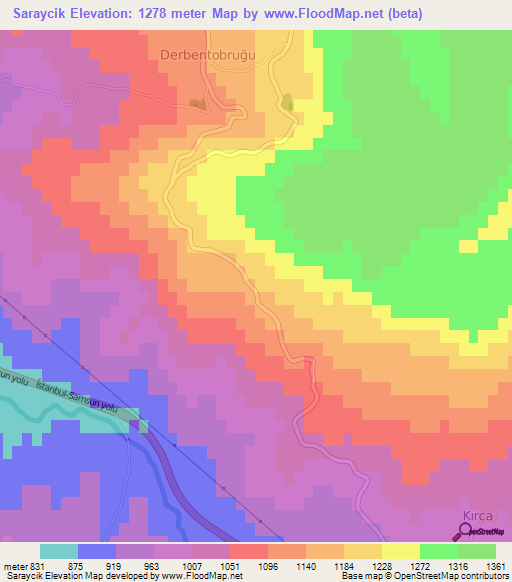 Saraycik,Turkey Elevation Map