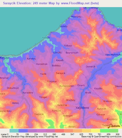 Saraycik,Turkey Elevation Map