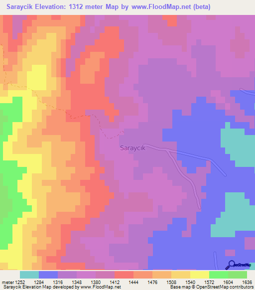 Saraycik,Turkey Elevation Map