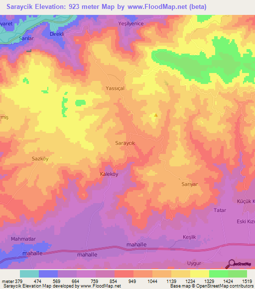 Saraycik,Turkey Elevation Map