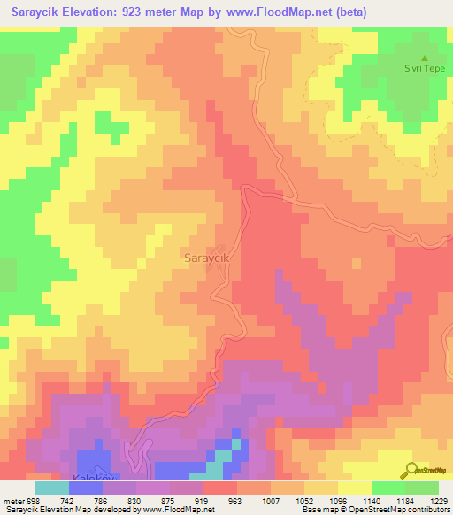 Saraycik,Turkey Elevation Map