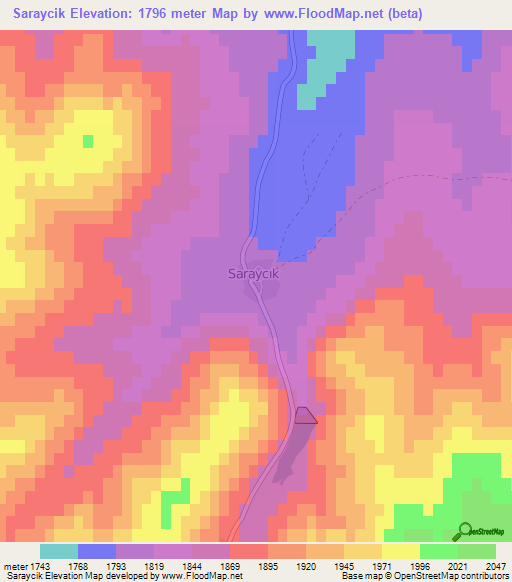 Saraycik,Turkey Elevation Map