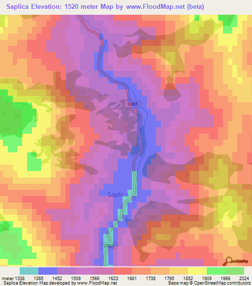 Saplica,Turkey Elevation Map