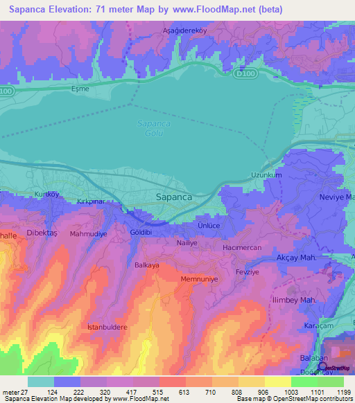 Sapanca,Turkey Elevation Map