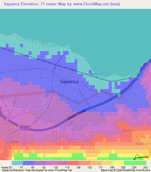 Sapanca,Turkey Elevation Map