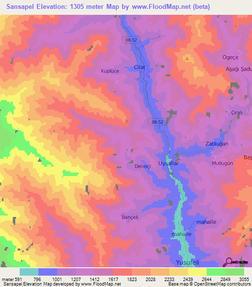 Sansapel,Turkey Elevation Map