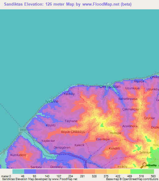 Sandiktas,Turkey Elevation Map