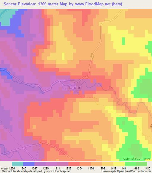 Sancar,Turkey Elevation Map