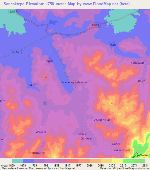 Sancaktepe,Turkey Elevation Map