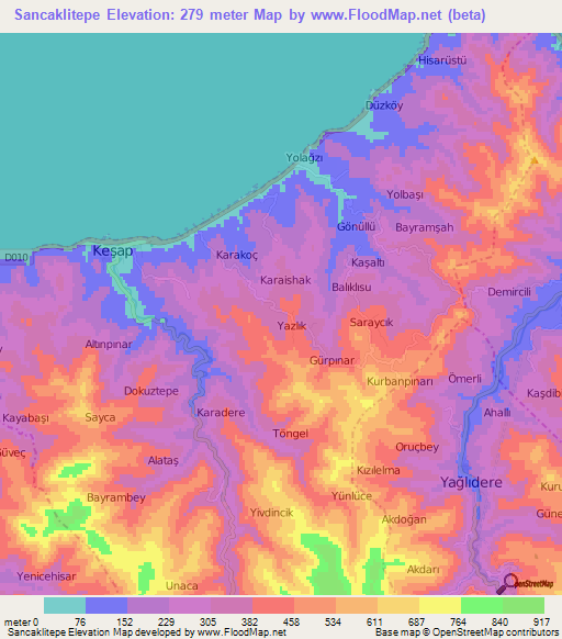 Sancaklitepe,Turkey Elevation Map