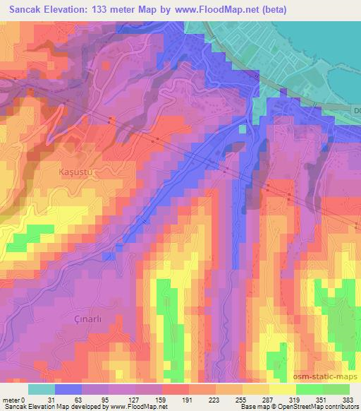 Sancak,Turkey Elevation Map