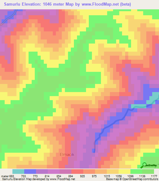 Samurlu,Turkey Elevation Map