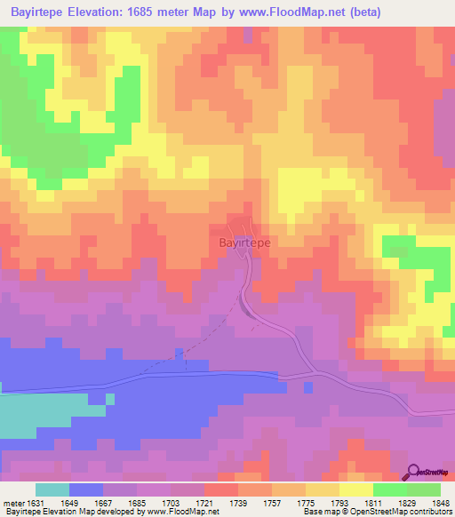 Bayirtepe,Turkey Elevation Map