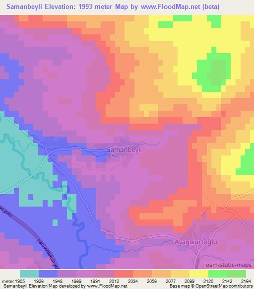 Samanbeyli,Turkey Elevation Map