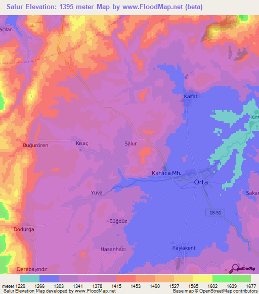 Salur,Turkey Elevation Map