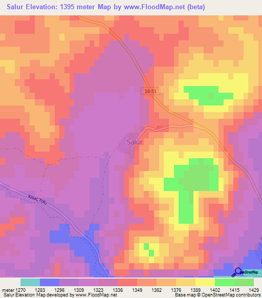 Salur,Turkey Elevation Map