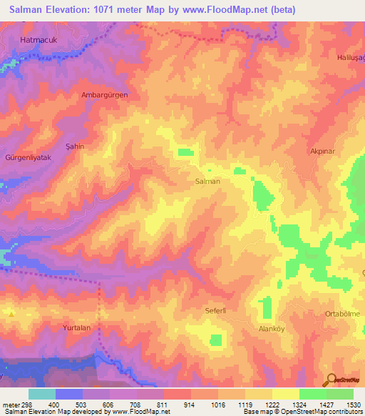 Salman,Turkey Elevation Map