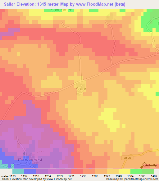 Sallar,Turkey Elevation Map