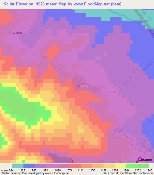 Sallar,Turkey Elevation Map