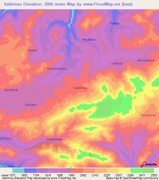 Salkimsu,Turkey Elevation Map