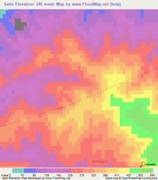 Salin,Turkey Elevation Map