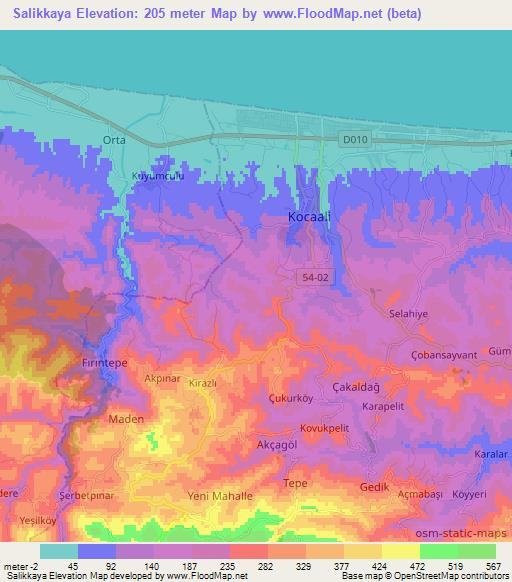 Salikkaya,Turkey Elevation Map