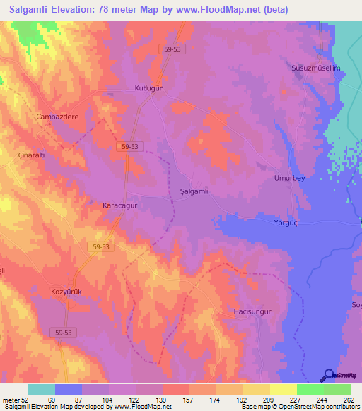 Salgamli,Turkey Elevation Map