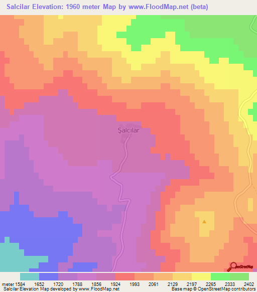 Salcilar,Turkey Elevation Map