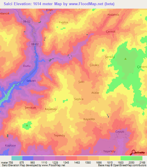 Salci,Turkey Elevation Map