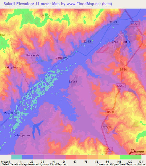 Salarli,Turkey Elevation Map