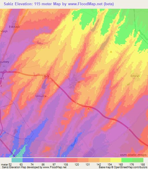 Sakiz,Turkey Elevation Map