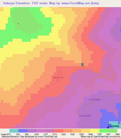 Sakarya,Turkey Elevation Map