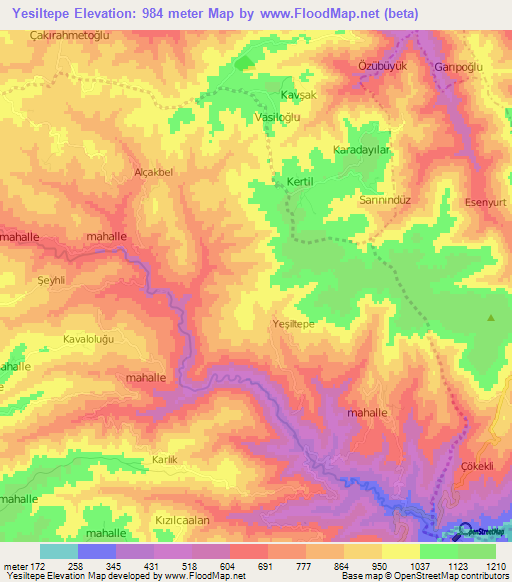 Yesiltepe,Turkey Elevation Map