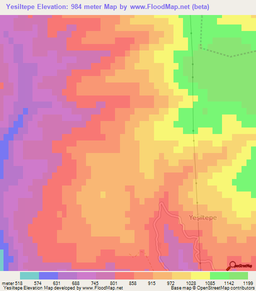 Yesiltepe,Turkey Elevation Map