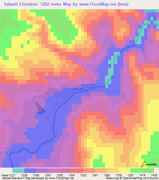 Sakaeli,Turkey Elevation Map