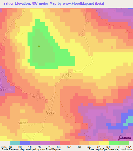 Saitler,Turkey Elevation Map