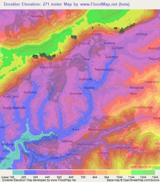 Dorekler,Turkey Elevation Map