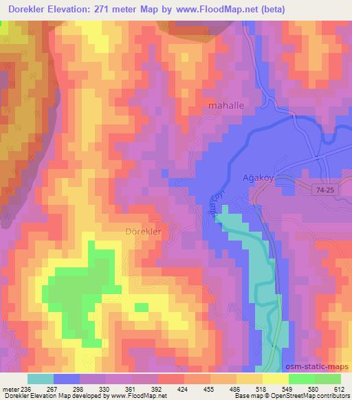 Dorekler,Turkey Elevation Map