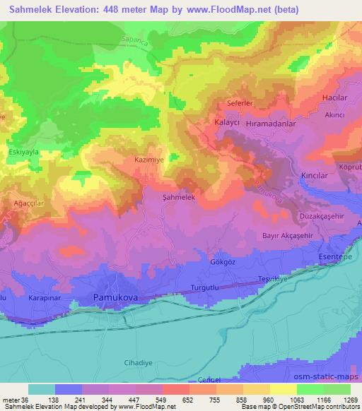 Sahmelek,Turkey Elevation Map