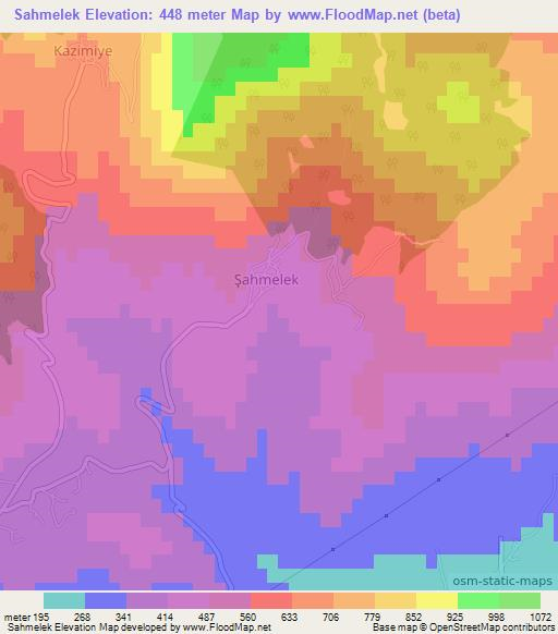 Sahmelek,Turkey Elevation Map