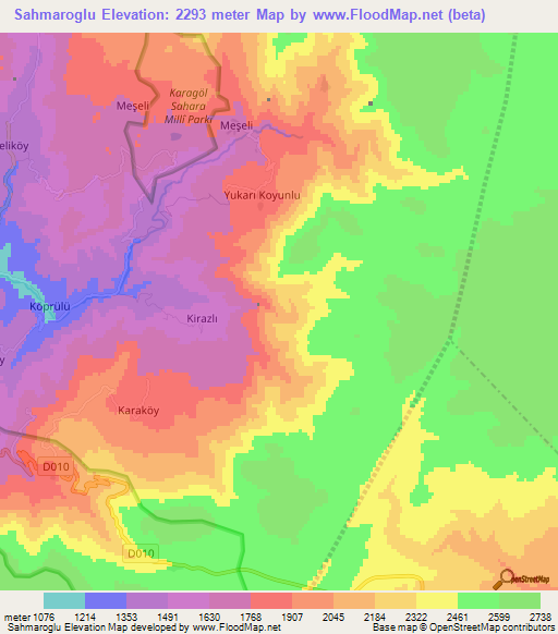 Sahmaroglu,Turkey Elevation Map