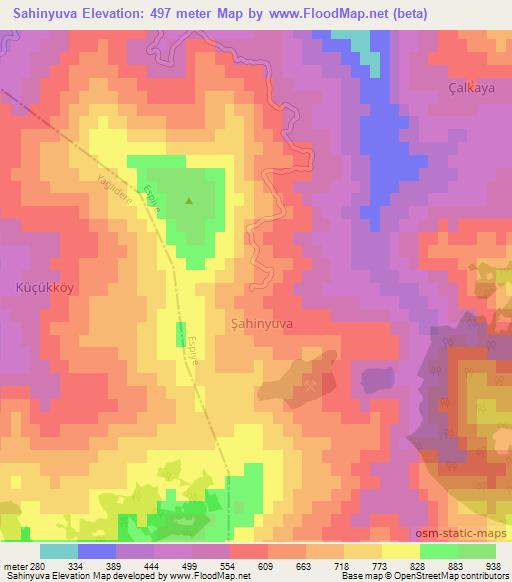 Sahinyuva,Turkey Elevation Map