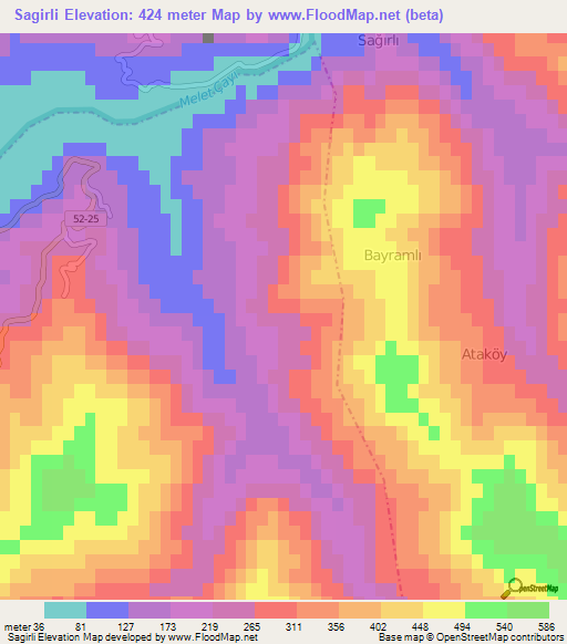 Sagirli,Turkey Elevation Map