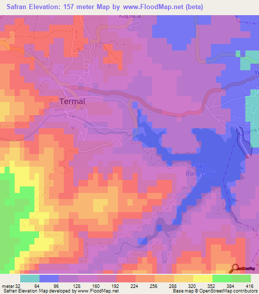 Safran,Turkey Elevation Map