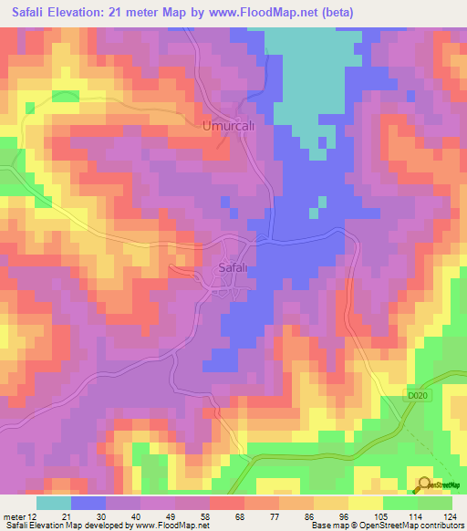 Safali,Turkey Elevation Map