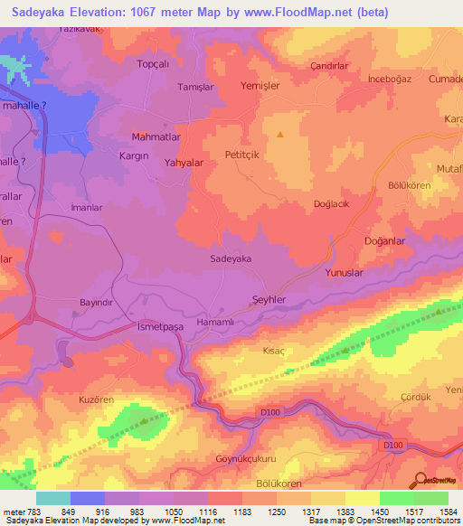 Sadeyaka,Turkey Elevation Map