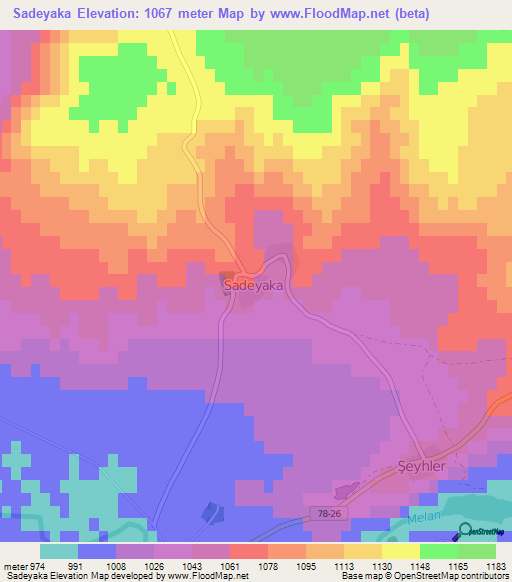 Sadeyaka,Turkey Elevation Map