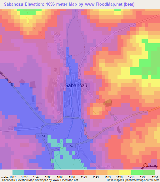 Sabanozu,Turkey Elevation Map